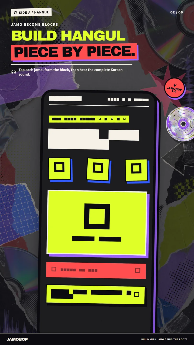 Build Hangul piece by piece in JAMOBOP